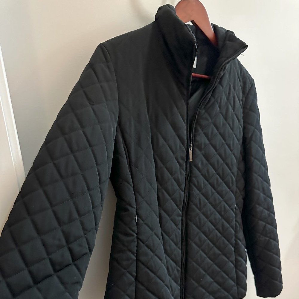 calvin klein black quilted lightweight short jacket womens Size M